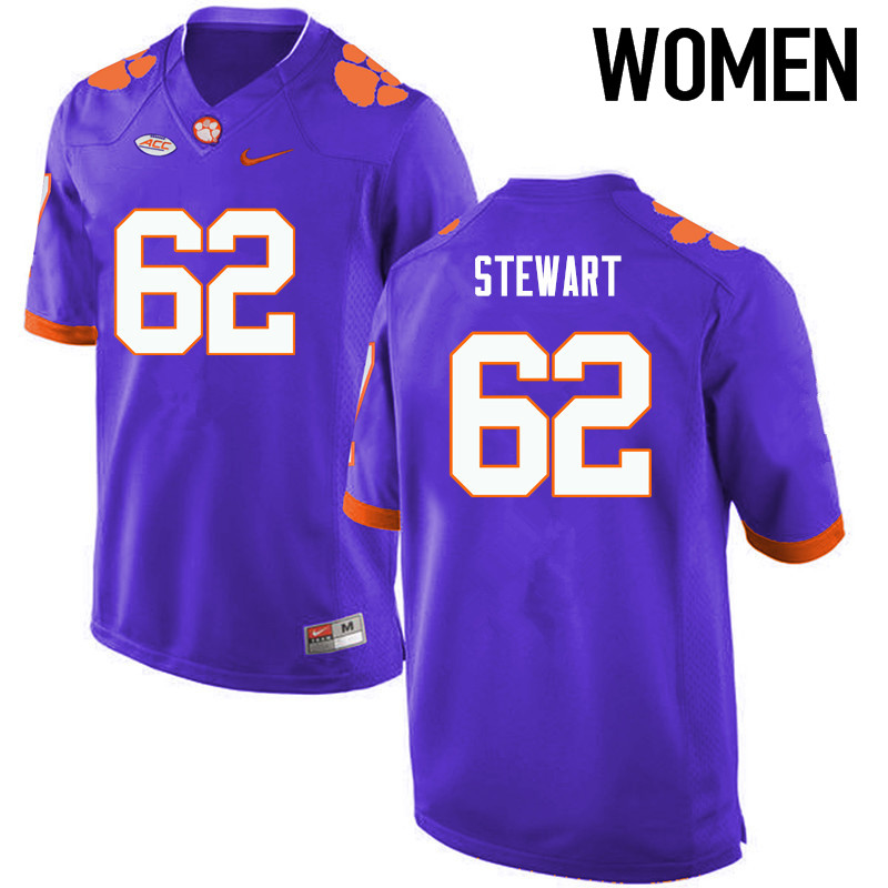 Women Clemson Tigers #62 Cade Stewart College Football Jerseys-Purple - Click Image to Close